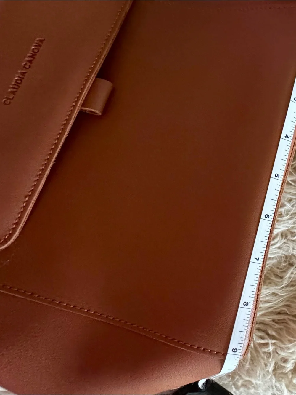 Claudia Canova Cognac Faux Leather Flap Backpack